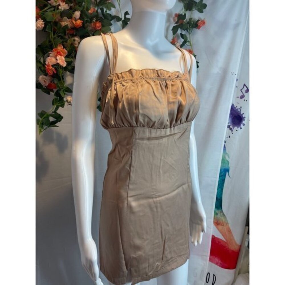 Petite Jane‎ Satin Mini Dress - Taupe Size Small RefFNB - Picture 7 of 9